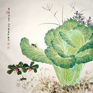 Chinese Vegetables Painting,69cm x 69cm,2410002-x