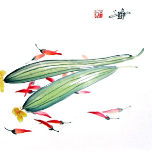 Chinese Vegetables Painting,33cm x 33cm,2604006-x