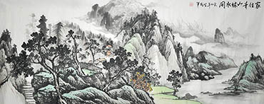 Chinese Village Countryside Painting,70cm x 180cm,1011036-x
