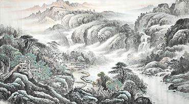 Chinese Village Countryside Painting,90cm x 180cm,1011042-x