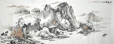 Chinese Village Countryside Painting,70cm x 180cm,1011043-x
