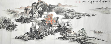 Chinese Village Countryside Painting,70cm x 180cm,1011044-x