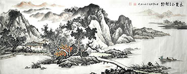 Chinese Village Countryside Painting,70cm x 180cm,1011047-x