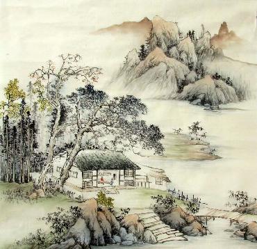 Chinese Village Countryside Painting,68cm x 68cm,1017015-x