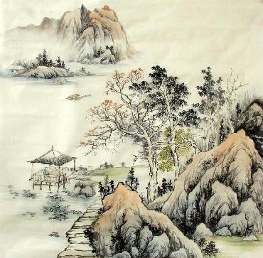 Chinese Village Countryside Painting,68cm x 68cm,1017016-x