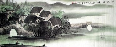 Chinese Village Countryside Painting,50cm x 130cm,1057013-x