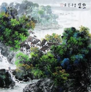 Chinese Village Countryside Painting,69cm x 69cm,1061027-x