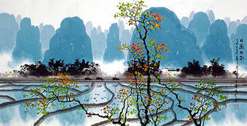 Chinese Village Countryside Painting,68cm x 136cm,1095001-x