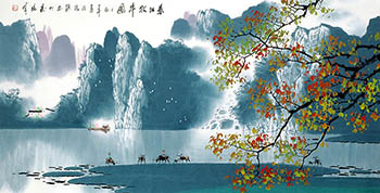 Chinese Village Countryside Painting,68cm x 136cm,1095003-x