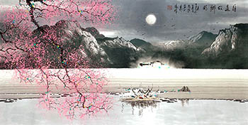 Chinese Village Countryside Painting,68cm x 136cm,1095004-x