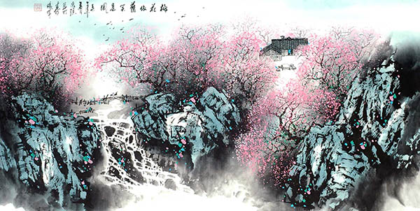Chinese Village Countryside Painting 1095006, 68cm x 136cm(27〃 x 54〃)