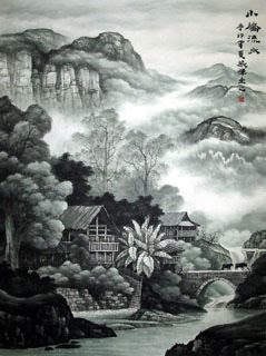 Chinese Village Countryside Painting,96cm x 132cm,1135029-x