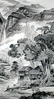 Chinese Village Countryside Painting,97cm x 180cm,1135050-x