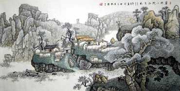 Chinese Village Countryside Painting,66cm x 136cm,1187004-x