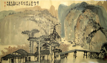 Chinese Village Countryside Painting,50cm x 80cm,1579015-x