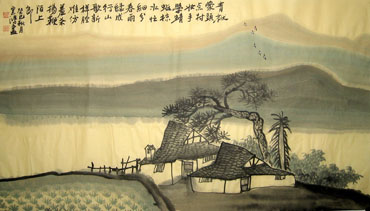 Chinese Village Countryside Painting,50cm x 80cm,1579020-x