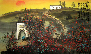 Chinese Village Countryside Painting,50cm x 80cm,1579043-x