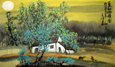 Chinese Village Countryside Painting,50cm x 80cm,1579044-x