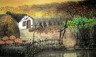 Chinese Village Countryside Painting,50cm x 80cm,1579048-x