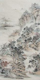 Chinese Village Countryside Painting,69cm x 138cm,wym11088014-x