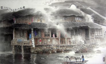 Chinese Water Township Painting,60cm x 100cm,1025028-x