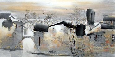 Chinese Water Township Painting,69cm x 138cm,1047020-x