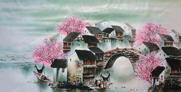 Chinese Water Township Painting,60cm x 120cm,1199003-x