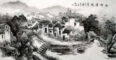 Chinese Water Township Painting,66cm x 136cm,1204004-x