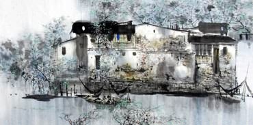 Chinese Water Township Painting,50cm x 100cm,1205004-x