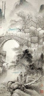 Chinese Water Township Painting,50cm x 100cm,1452030-x