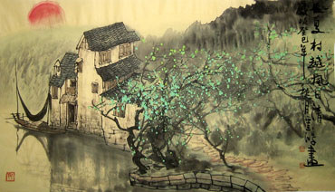 Chinese Water Township Painting,50cm x 80cm,1579016-x