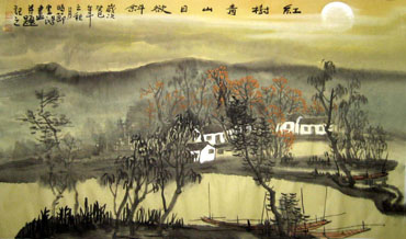 Chinese Water Township Painting,50cm x 80cm,1579041-x