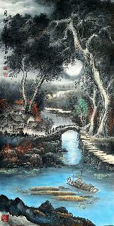 Chinese Water Township Painting,66cm x 136cm,1738005-x