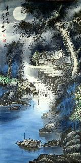 Chinese Water Township Painting,66cm x 136cm,1738008-x
