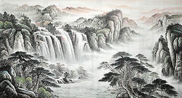 Chinese Waterfall Painting,90cm x 180cm,1011023-x