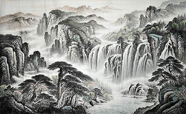 Chinese Waterfall Painting,90cm x 180cm,1011024-x