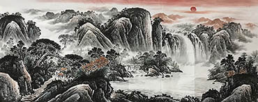 Chinese Waterfall Painting,70cm x 180cm,1011108-x