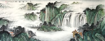 Chinese Waterfall Painting,96cm x 239cm,1021007-x