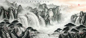 Chinese Waterfall Painting,70cm x 180cm,1033009-x