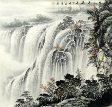 Chinese Waterfall Painting,66cm x 66cm,1033011-x