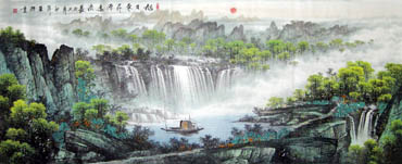 Chinese Waterfall Painting,96cm x 240cm,1047017-x