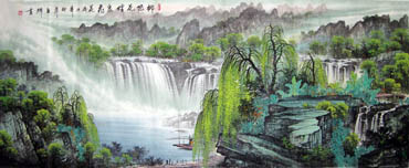 Chinese Waterfall Painting,96cm x 240cm,1047018-x