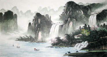 Chinese Waterfall Painting,97cm x 180cm,1057010-x