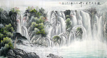 Chinese Waterfall Painting,97cm x 180cm,1058013-x