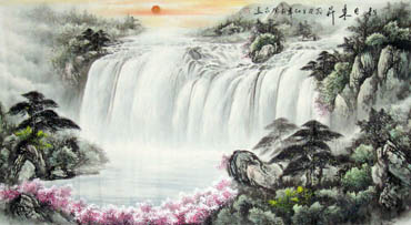 Chinese Waterfall Painting,97cm x 180cm,1058015-x