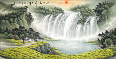 Chinese Waterfall Painting,69cm x 138cm,1058020-x