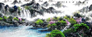 Chinese Waterfall Painting,97cm x 240cm,1061001-x