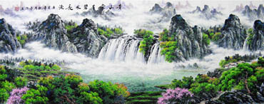 Chinese Waterfall Painting,70cm x 180cm,1061002-x