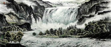 Chinese Waterfall Painting,96cm x 240cm,1097004-x