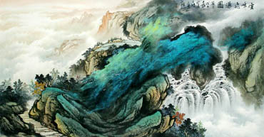 Chinese Waterfall Painting,65cm x 134cm,1107006-x